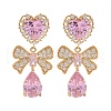 Bowknot Brass Micro Pave Cubic Zirconia Stud Earrings EJEW-A120-02-2