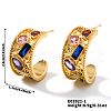 Retro C-Shaped Brass Crystal Cubic Zirconia Stud Earrings VX4280-1-1
