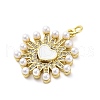 Brass Micro Pave Cubic Zirconia Enamel ABS Imitation Pearl Pendants X-KK-D325-22G-02-2