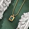 304 Stainless Steel Green Cubic Zirconia Pendant Neckalces for Women NJEW-C078-01D-G-2