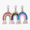3Pcs Boho Rainbow Keychain Weaving Macrame Rainbow Tassel Keychain Cute Keychain for Women Girl Bag Wallet Accessories JX260A-1