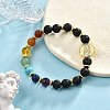 Natural & Synthetic Mixed Gemstone & Brass Virgin Mary Beaded Stretch Bracelet for Women BJEW-JB09322-5