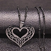 Hollow Out Heart 304 Stainless Steel Pendant Necklaces for Women FS-WG1E05F-03-1