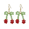 Cherry Glass Dangle Earrings EJEW-JE06424-2