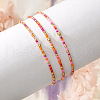 3Pcs Bohemian Style Column Glass Seed Beads Stretch Bracelet Set for Women AN9435-2-2