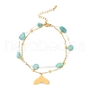 Summer Beach Nuggets Natural Amazonite & Imitation Pearl Multi-Strand Anklets BJEW-P326-06B-G-2