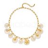 Brass & Natural Shell Starfish Shell Shaped Disc Pendant Bib Necklaces for Beach FS-WGE22AD-03-3