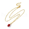 Brass FireBrick Enamel Pendant Necklaces for Women NJEW-K381-08C-G-4