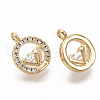 Brass Micro Pave Clear Cubic Zirconia Charms ZIRC-T011-22G-NF-2