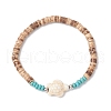 2Pcs Starfish & Tortoise Natural Coconut with Synthetic Turquoise Beads Stretch Bracelets for Men Women BJEW-JB11743-4