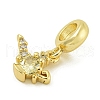 Rack Plating Brass Pave Clear & Light Yellow Cubic Zirconia Kettle European Dangle Charms KK-Z067-59G-2
