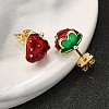 Brass Enamel Stud Earrings X-EJEW-G430-06B-G-3