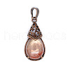 Retro Hollow Synthetic Cherry Quartz Glass  Pendants PW-WGBA09F-08-1
