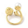 304 Stainless Steel Round Ball Open Cuff Ring with ABS Plastic Imitation Pearl RJEW-G297-02G-3
