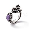 Dragon Head Natural Charoite Cuff Rings RJEW-G273-03AS-03-4