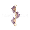 4Pcs 4 Styles Natural Green Aventurine & Apatite & Carnelian and Amethyst Faceted Round Beaded Branch Connector Charms PALLOY-TA00273-3