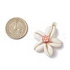 Natural Cowrie Shell & Handmade Polymer Clay Flower Pendants PALLOY-JF03843-2