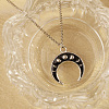 Stylish Stainless Steel Black Enemel Double Horn Pendant Necklaces for Women's Daily Wear VF2621-1-1