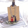 2Pcs Glass Double Faceted Pointed Bullet Pendant Couple Necklaces with Heart Magnetic Clasps FS-WG058EE-06-1