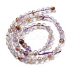 Natural Round Purple Lodolite Quartz/Purple Phantom Quartz Beads Strands G-R011-A01-01-3