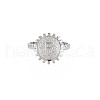 Non-Tarnish 304 Stainless Steel Flat Round with Initial Letter Open Cuff Ring for Men Women RJEW-S405-246P-F-1