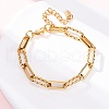 304 Stainless Steel Paperclip Chain Bracelets for Women BJEW-Z128-01G-03-2