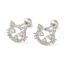 Cat Shape Brass Micro Pave Clear Cubic Zirconia Cartilage Earrings EJEW-L289-02P-02-1