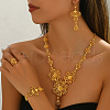 Vintage Alloy Flower Tassel Bracelets & Earrings & Necklaces & Rings Set for Bride Wedding Evening Party US5034-3
