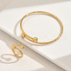 Stainless Steel Round Cuff Bangle & Rings for Women LY6022-4