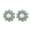 3 Pairs Flower Glass Seed Beaded with Natural Mashan Jade Stud Earrings for Women EJEW-MZ00208-4