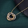 304 Stainless Steel Triple Circles Pendant Necklaces for Women NJEW-Z044-14M-3
