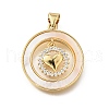 Brass Micro Pave Cubic Zirconia Shell Pendants KK-D328-20G-1