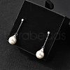 925 Sterling Silver Clear Cubic Zirconia Round Dangle Stud Earrings EJEW-L300-03P-2