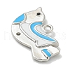 Platinum Brass Enamel Robin Bird Pendants KK-L224-060P-3
