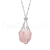 304 Stainless Steel Empty Macrame Pouch Pendant Singapore Chain Necklaces NJEW-JN05284-02-3