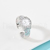 Brass Micro Pave Clear Cubic Zirconia with Enamel Cuff Rings RJEW-Z094-01P-01-2
