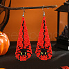 Spider Pattern Glass Bead Tassel Dangle Earrings for Women WK9689-1
