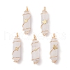 5Pcs 5 Styles Natural Quartz Crystal Copper Wire Wrapped Pendants PALLOY-JF02534-S-1