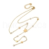304 Stainless Steel Crystal Rhinestone Star Lariat Necklaces NJEW-R026-15G-4