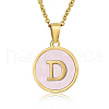 Natural Shell Initial Letter Pendant Necklace LE4192-17-1
