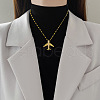 Airplane Brass Micro Pave Clear Cubic Zirconia Pendant Necklaces FS-WGFC99D-01-1