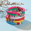 7Pcs Rainbow Polymer Clay Heishi Beads Stretch Bracelets Set BJEW-JB05882-3