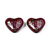 Flower Printed Opaque Acrylic Heart Beads SACR-S305-28-L03-2