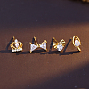 4Pcs Elegant S925 Sterling Silver Crown & Butterfly & Leaf Stud Earrings VS4444-1-2