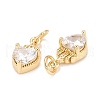 Brass Inlaid Clear Cubic Zirconia Charms KK-A161-29G-C-3