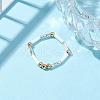 Glass Bugle & Brass Beads Stretch Rings for Women RJEW-JR00692-2
