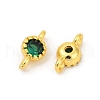 Brass Cubic Zirconia Flat Round Connector Charms KK-H204-02G-02-2