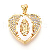 Brass Micro Pave Clear Cubic Zirconia Pendants KK-N268-22G-1