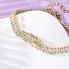 Brass Micro Pave Clear Cubic Zirconia Rectangle Link Chain Bracelets for Women BJEW-U044-01B-G-3