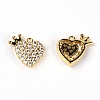Brass Micro Pave Clear Cubic Zirconia Charms ZIRC-WH0008-02LG-1